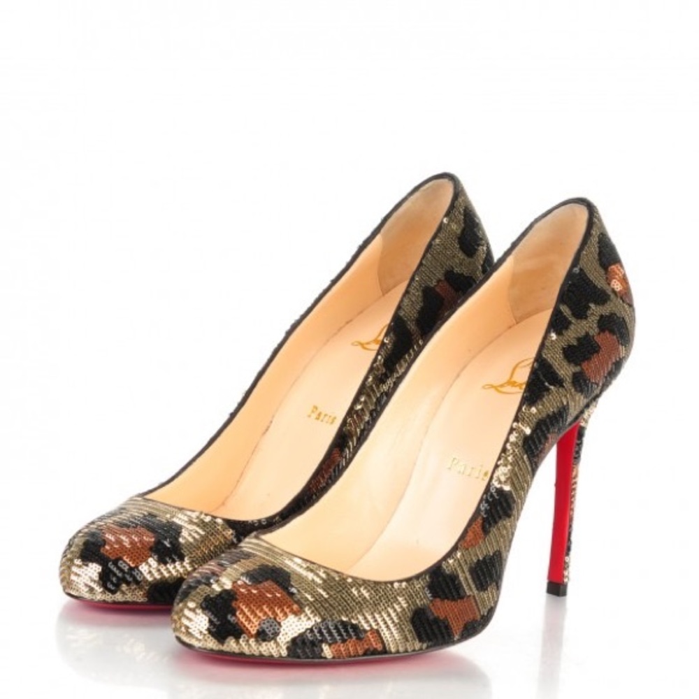 Christian Louboutin Leopard Print Sequins Pumps